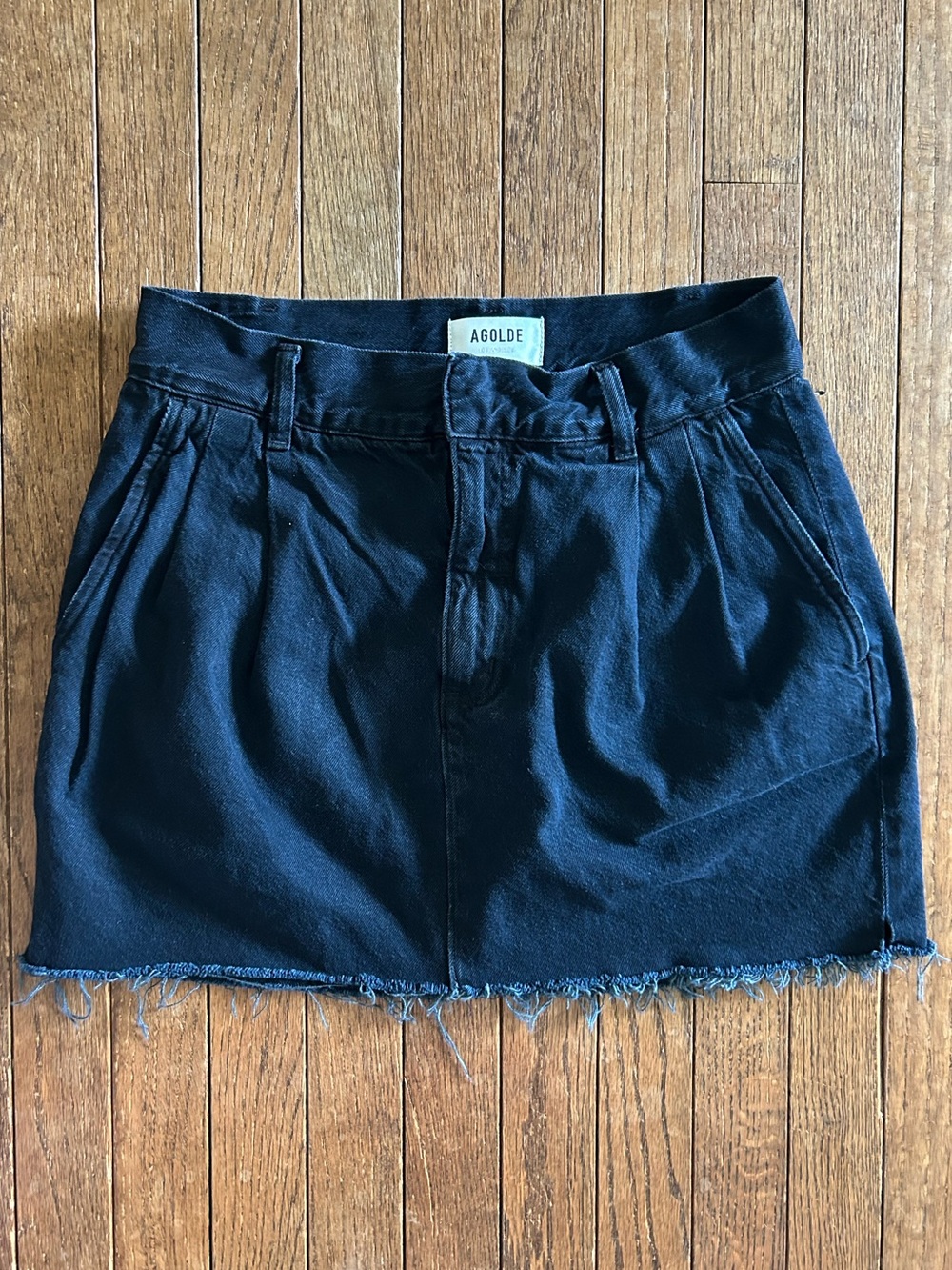 AGOLDE Becker Black Denim Mini Skirt